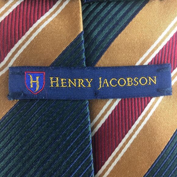 HENRY JACOBSON SILK BLEND REGIMENT STRIPE NECKTIE - Picture 5 of 15